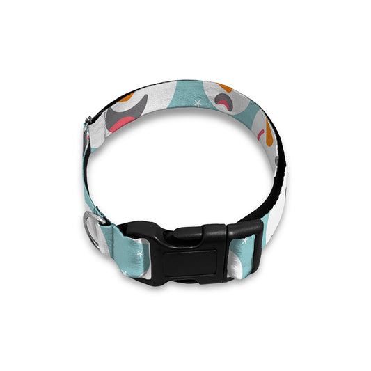 Snowman Emoji Pattern Print Dog Collar