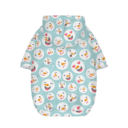Snowman Emoji Pattern Print Dog Zip Up Hoodie