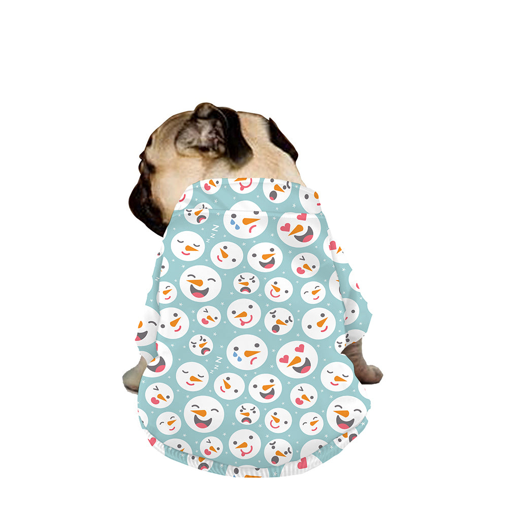 Snowman Emoji Pattern Print Dog Zip Up Jacket