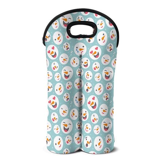 Snowman Emoji Pattern Print Double Neoprene Wine Tote