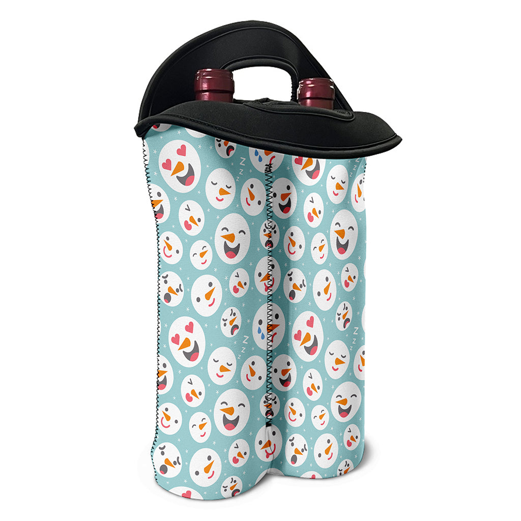 Snowman Emoji Pattern Print Double Neoprene Wine Tote