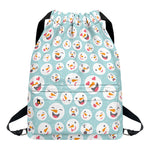 Snowman Emoji Pattern Print Drawstring Backpack