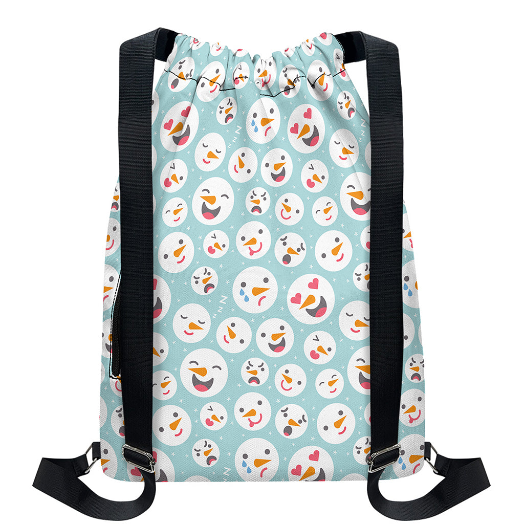 Snowman Emoji Pattern Print Drawstring Backpack