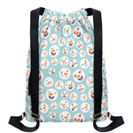 Snowman Emoji Pattern Print Drawstring Backpack