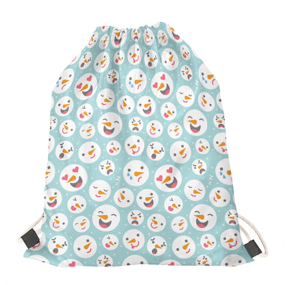 Snowman Emoji Pattern Print Drawstring Bag