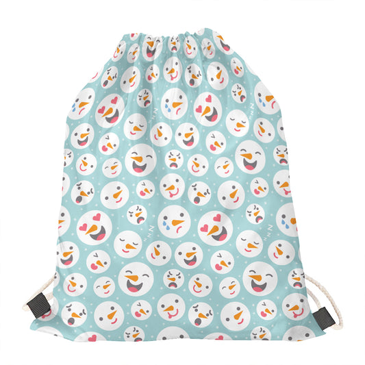 Snowman Emoji Pattern Print Drawstring Bag