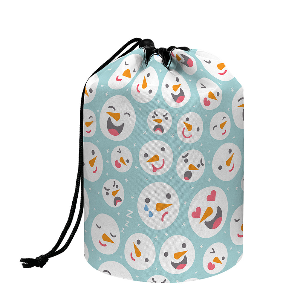 Snowman Emoji Pattern Print Drawstring Makeup Bag