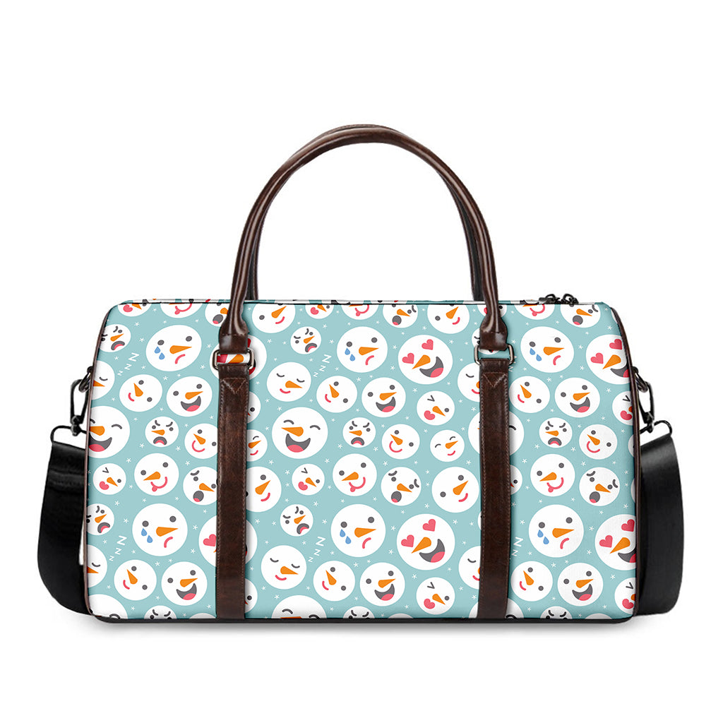 Snowman Emoji Pattern Print Duffle Bag