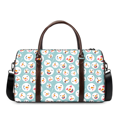 Snowman Emoji Pattern Print Duffle Bag