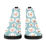 Snowman Emoji Pattern Print Flat Ankle Boots