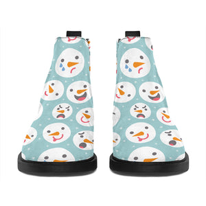 Snowman Emoji Pattern Print Flat Ankle Boots