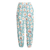 Snowman Emoji Pattern Print Fleece Lined Knit Pants