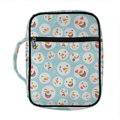 Snowman Emoji Pattern Print Front Pocket Bible Bag