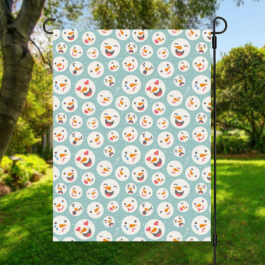 Snowman Emoji Pattern Print Garden Flag