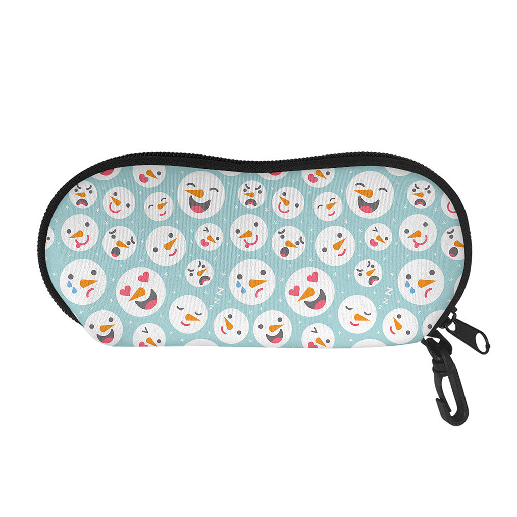 Snowman Emoji Pattern Print Glasses Case
