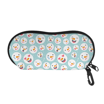 Snowman Emoji Pattern Print Glasses Case