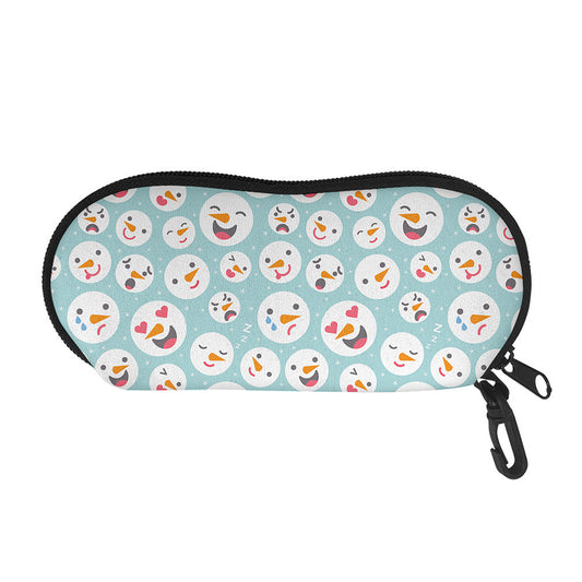 Snowman Emoji Pattern Print Glasses Case