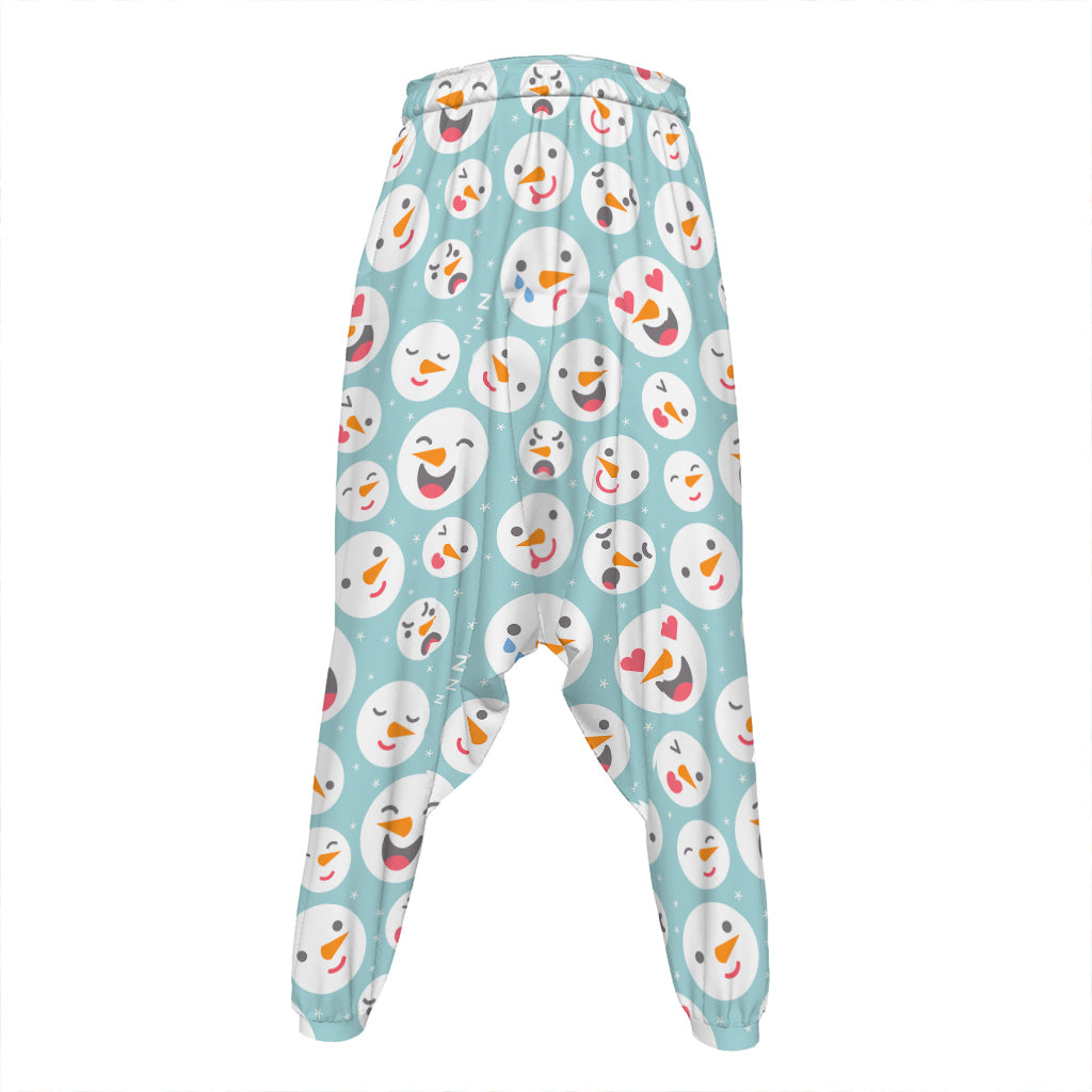 Snowman Emoji Pattern Print Hammer Pants