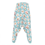Snowman Emoji Pattern Print Hammer Pants
