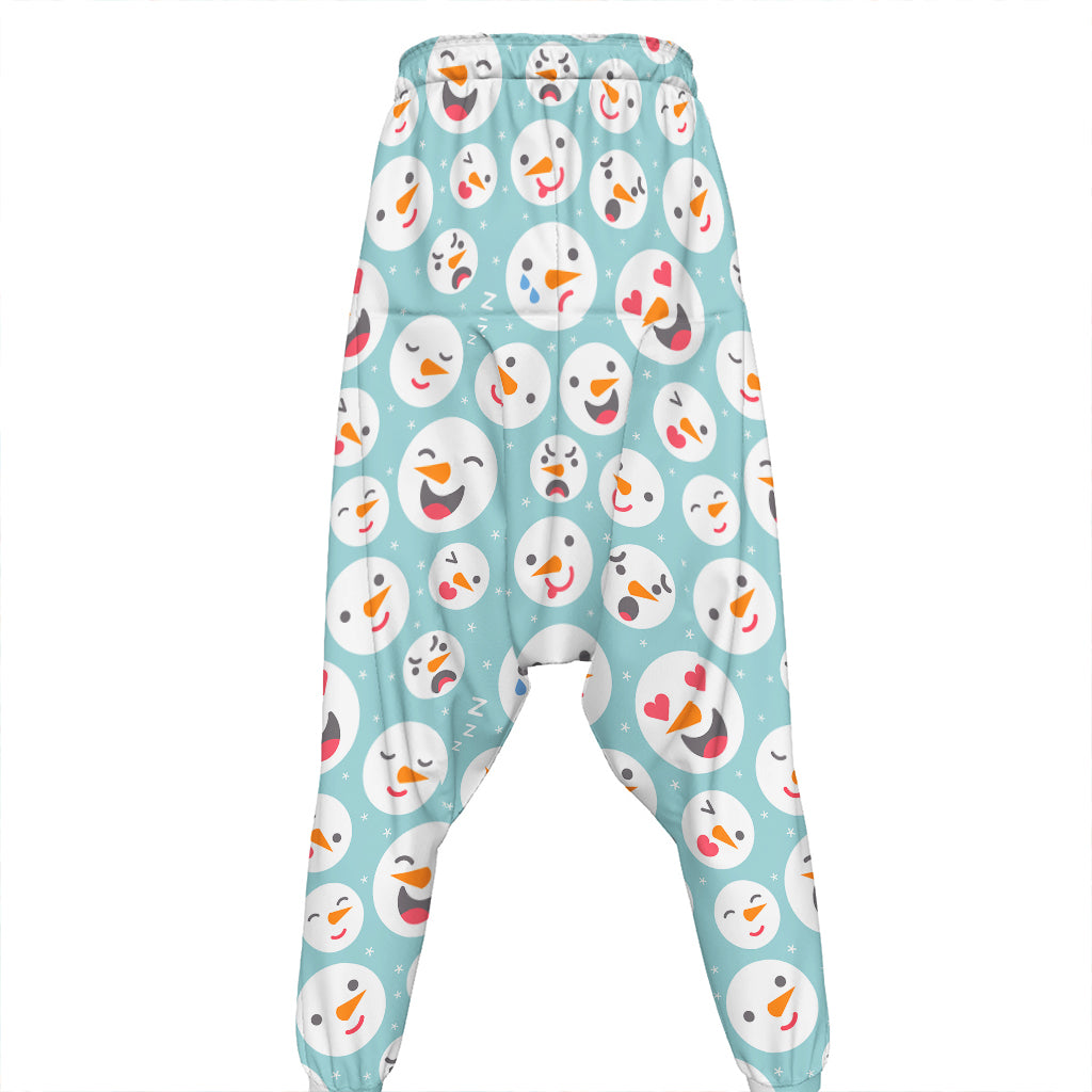 Snowman Emoji Pattern Print Hammer Pants