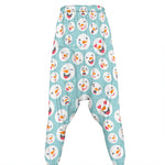 Snowman Emoji Pattern Print Hammer Pants