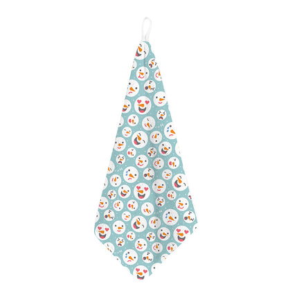 Snowman Emoji Pattern Print Hand Towel