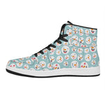 Snowman Emoji Pattern Print High Top Leather Sneakers