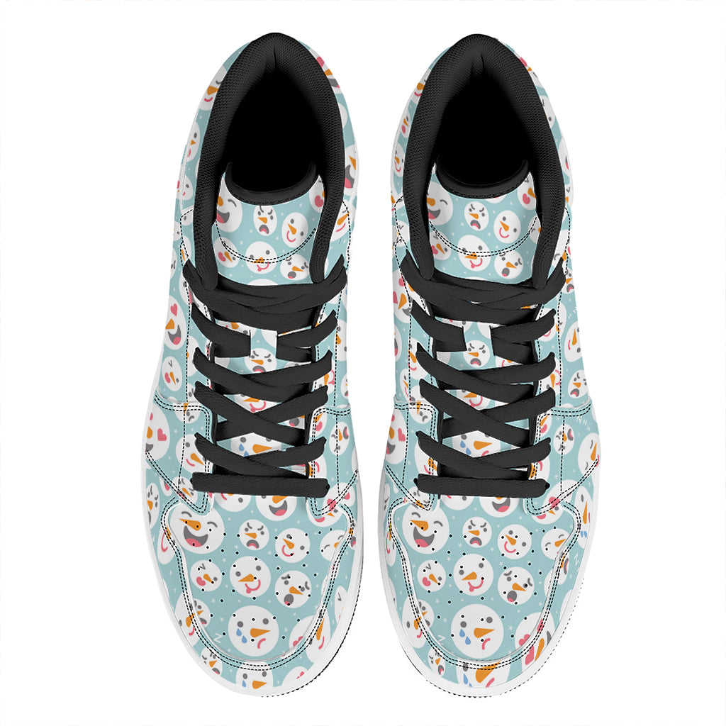 Snowman Emoji Pattern Print High Top Leather Sneakers