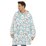 Snowman Emoji Pattern Print Hoodie Blanket
