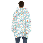 Snowman Emoji Pattern Print Hoodie Blanket