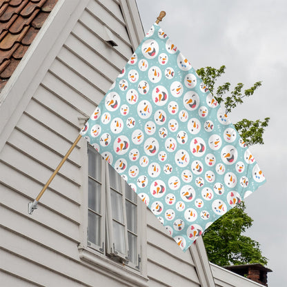 Snowman Emoji Pattern Print House Flag