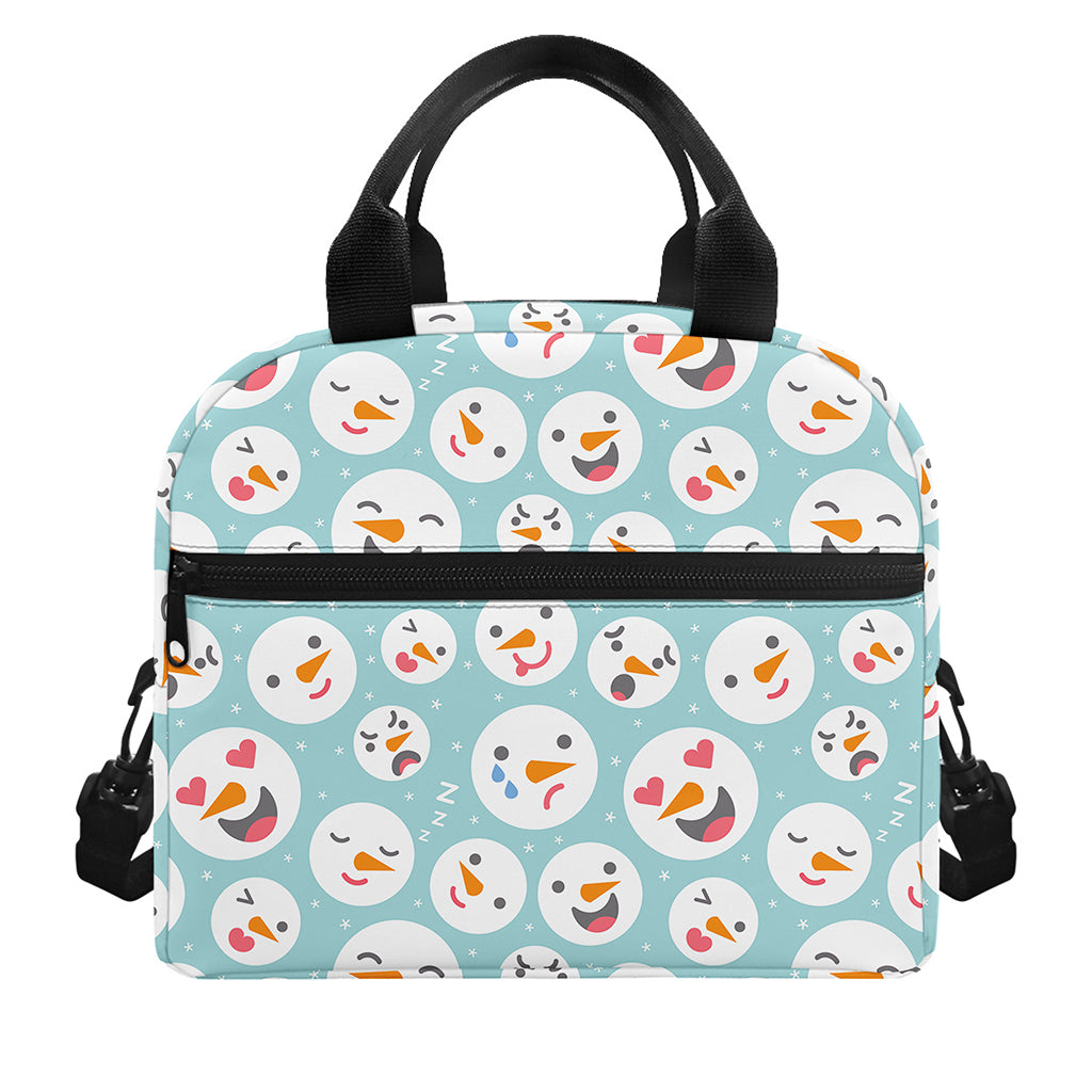 Snowman Emoji Pattern Print Insulated Lunch Bag
