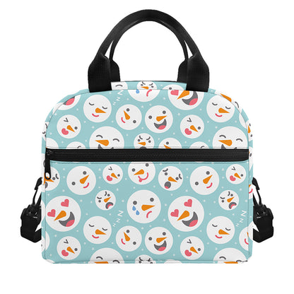 Snowman Emoji Pattern Print Insulated Lunch Bag