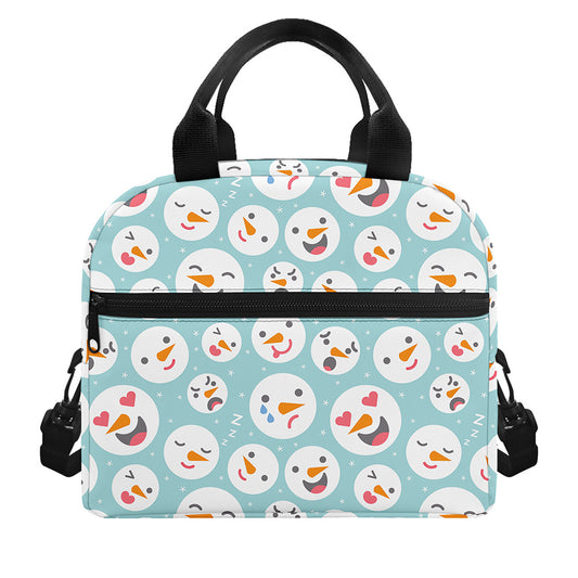 Snowman Emoji Pattern Print Insulated Lunch Bag
