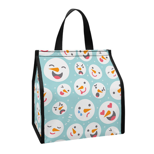 Snowman Emoji Pattern Print Insulated Lunch Tote