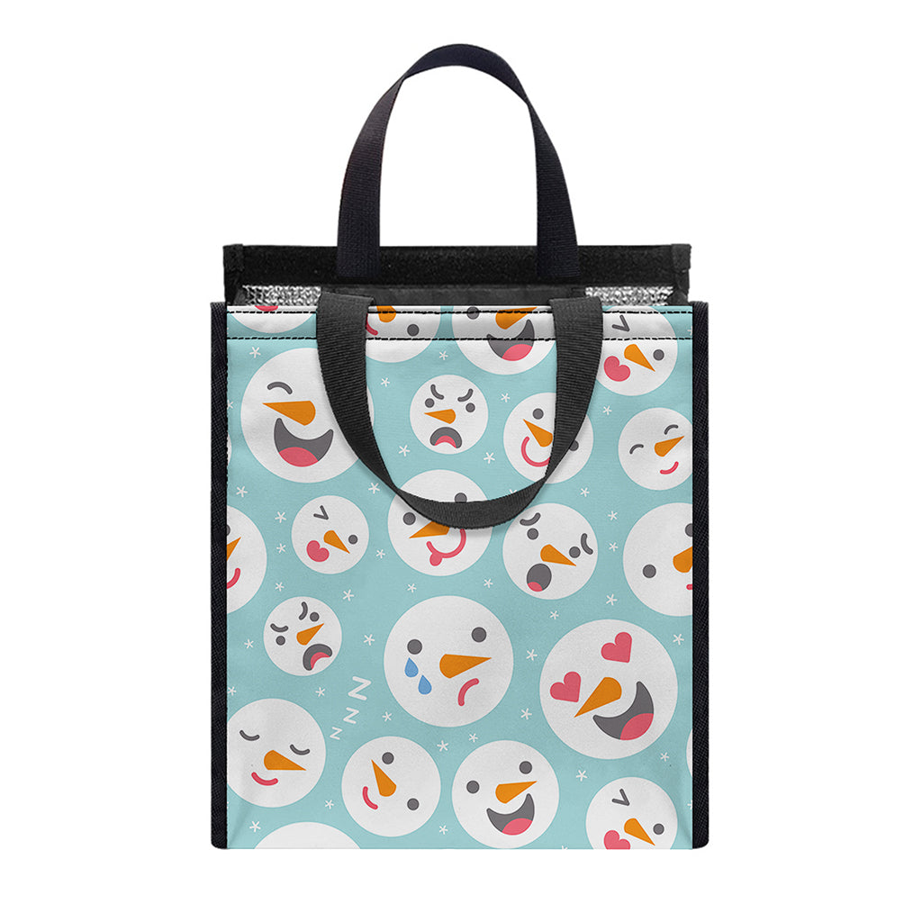 Snowman Emoji Pattern Print Insulated Lunch Tote