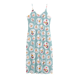 Snowman Emoji Pattern Print Jersey Midi Cami Dress