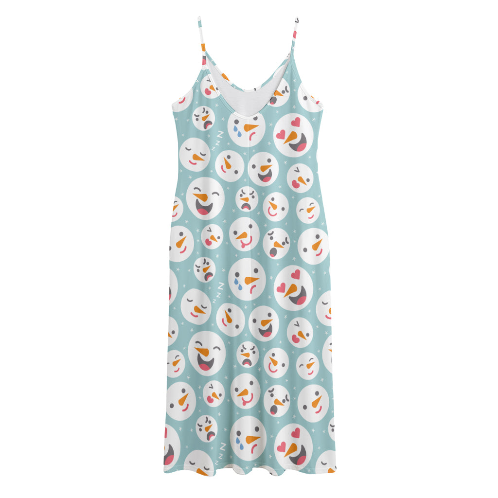 Snowman Emoji Pattern Print Jersey Midi Cami Dress