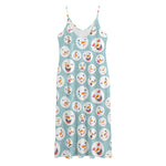 Snowman Emoji Pattern Print Jersey Midi Cami Dress