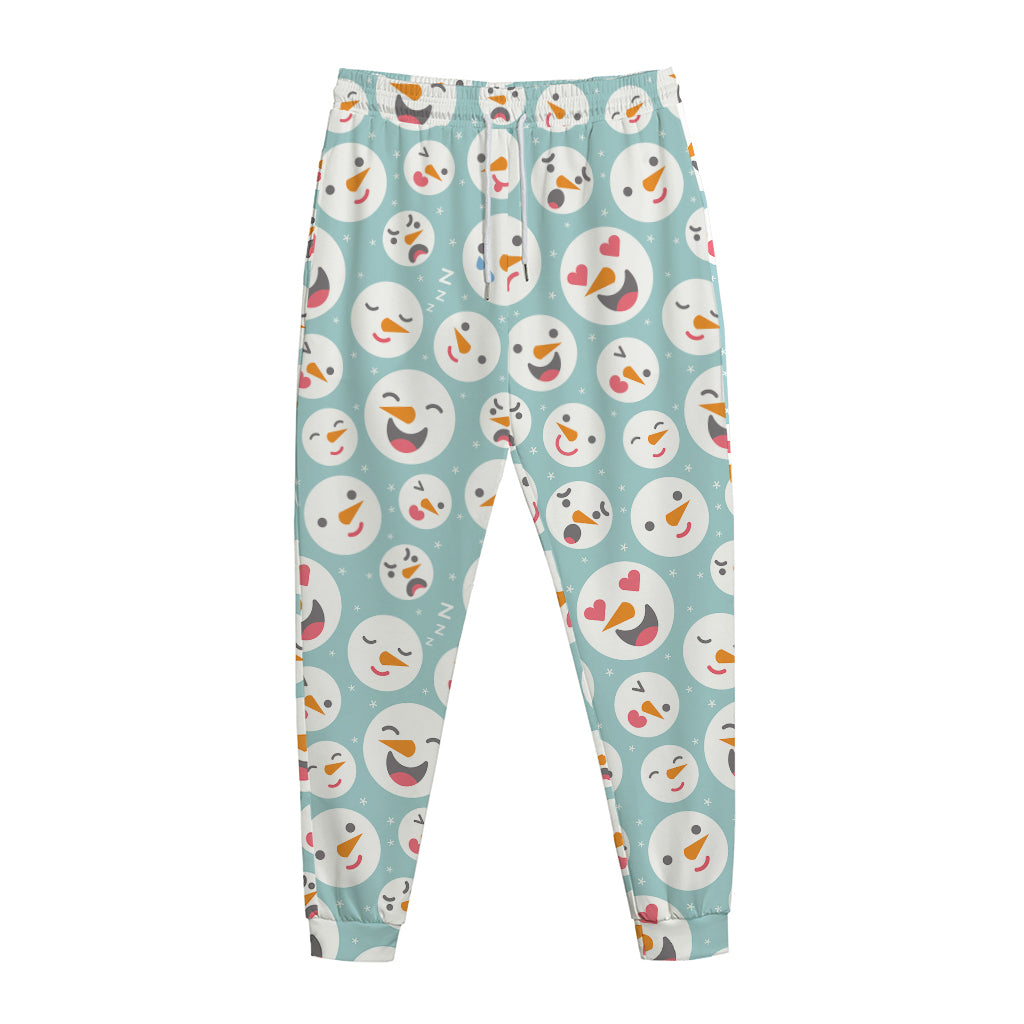 Snowman Emoji Pattern Print Jogger Pants