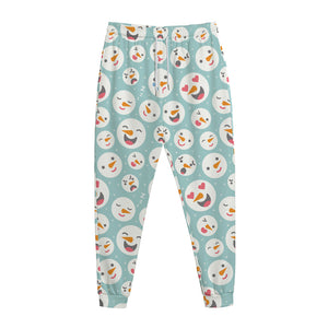 Snowman Emoji Pattern Print Jogger Pants