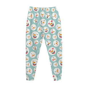 Snowman Emoji Pattern Print Jogger Pants