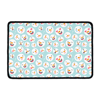 Snowman Emoji Pattern Print Kitchen Mat