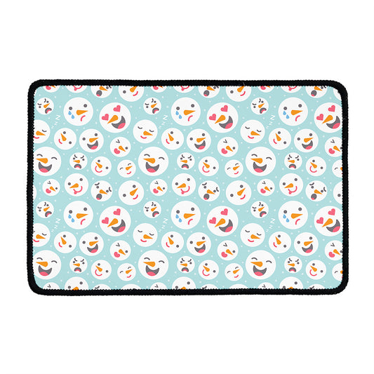 Snowman Emoji Pattern Print Kitchen Mat