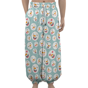 Snowman Emoji Pattern Print Lantern Pants