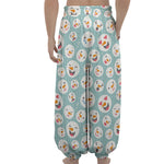 Snowman Emoji Pattern Print Lantern Pants