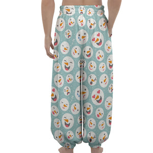 Snowman Emoji Pattern Print Lantern Pants