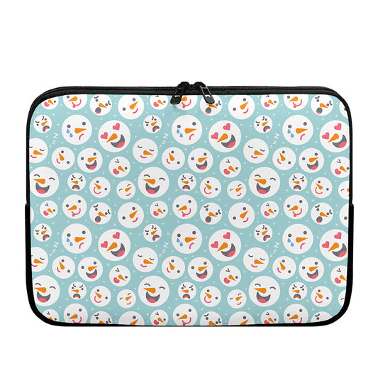 Snowman Emoji Pattern Print Laptop Sleeve
