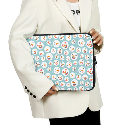 Snowman Emoji Pattern Print Laptop Sleeve