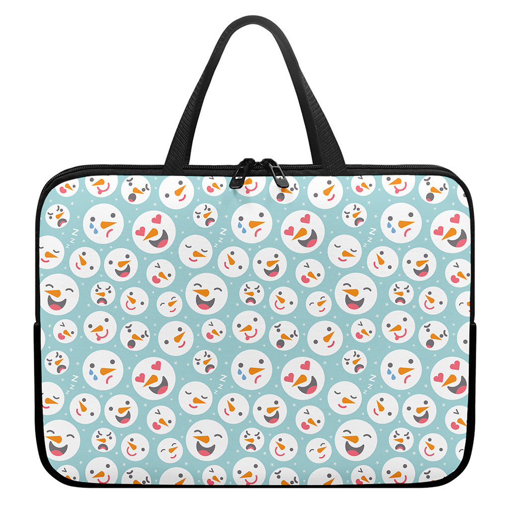 Snowman Emoji Pattern Print Laptop Sleeve With Handle